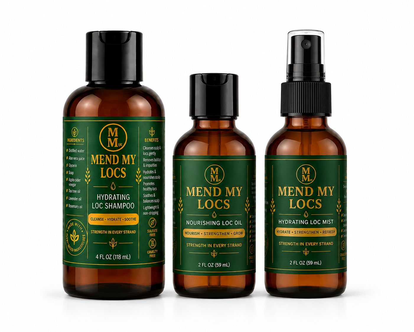 Mend My Locs Loc Shampoo, Oil, and Spray bundle